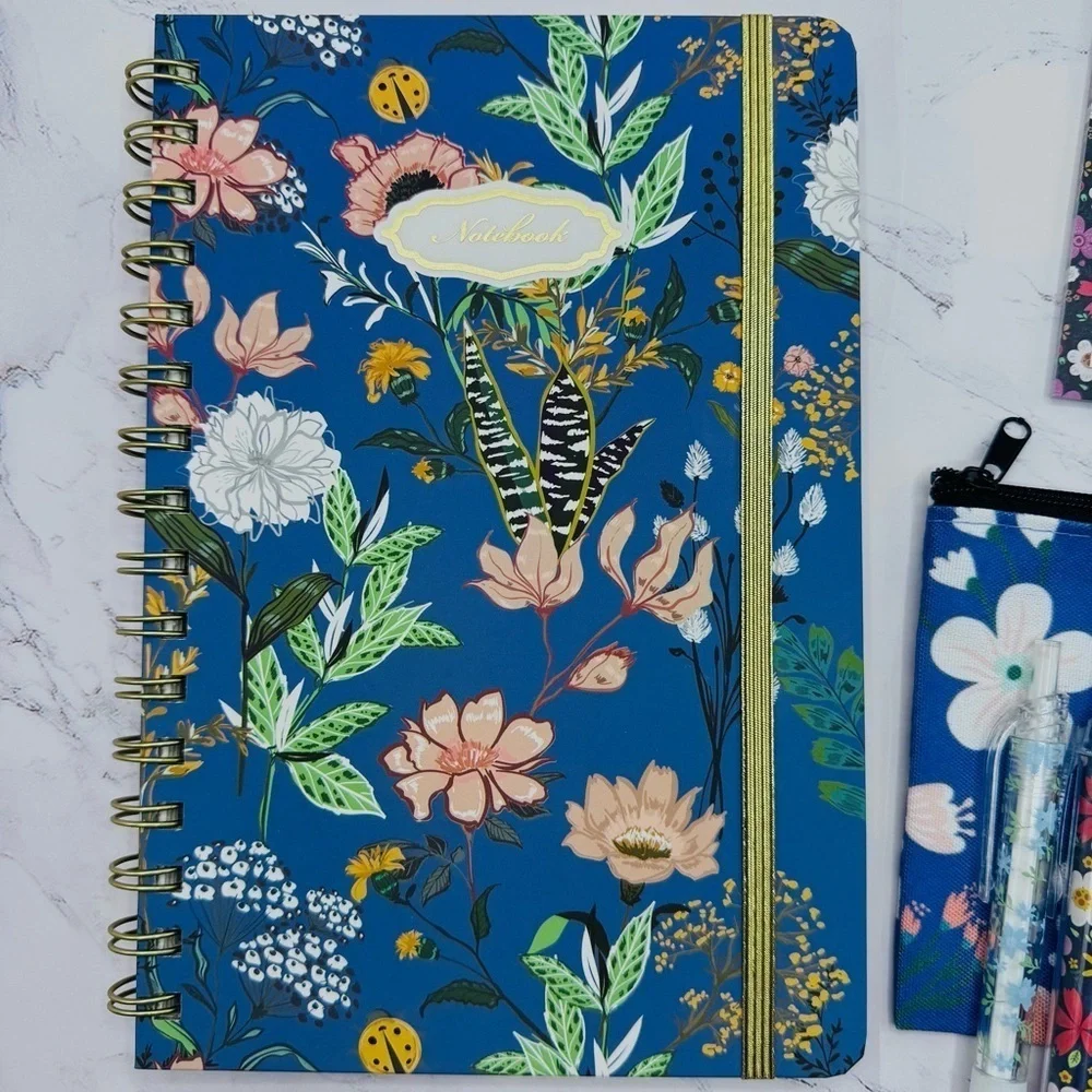 The Notebook Hardcover Floral Stationary Set Blue Floral Theme